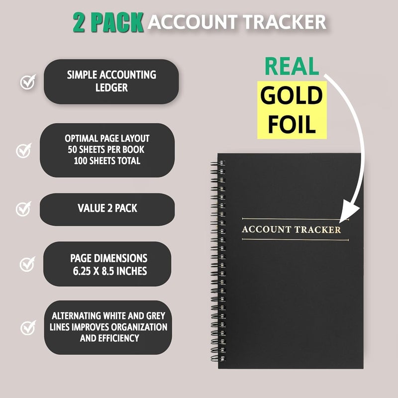 Eryqas 2 Pack Expense Tracker Ledger Book- Finance Book for Home Budget Tracking, Business Bookkeeping -Home Budget notebook, Finance Planner- Expense Ledger for Small Business Bookkeeping (100 Pages 2 Pack) - Image 2
